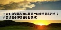 抖音的点赞数和粉丝数是一回事吗是真的吗（抖音点赞多好还是粉丝多好）