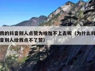 我的抖音别人点赞为啥加不上去呢（为什么抖音别人给我点不了赞）