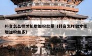 抖音怎么样才能增加粉丝量（抖音怎样做才能增加粉丝多）