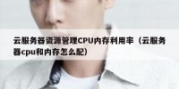 云服务器资源管理CPU内存利用率（云服务器cpu和内存怎么配）