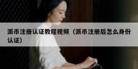 派币注册认证教程视频（派币注册后怎么身份认证）