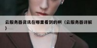 云服务器资讯在哪里看到的啊（云服务器详解）