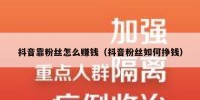 抖音靠粉丝怎么赚钱（抖音粉丝如何挣钱）