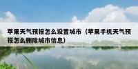 苹果天气预报怎么设置城市（苹果手机天气预报怎么删除城市信息）
