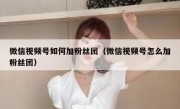 微信视频号如何加粉丝团（微信视频号怎么加粉丝团）
