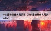 什么是粉丝什么是关注（什么是粉丝什么是关注的人）
