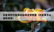 抖音如何才能涨粉丝和点赞数量（抖音里怎么涨粉涨赞）