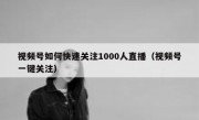 视频号如何快速关注1000人直播（视频号一键关注）