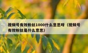 视频号有效粉丝1000什么意思呀（视频号有效粉丝是什么意思）