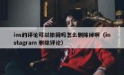 ins的评论可以撤回吗怎么删除掉啊（instagram 删除评论）