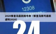 2020秦皇岛最新限号表（秦皇岛限号最新通知2020）