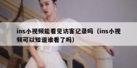 ins小视频能看见访客记录吗（ins小视频可以知道谁看了吗）