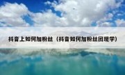 抖音上如何加粉丝（抖音如何加粉丝团现学）
