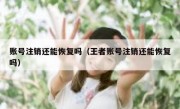 账号注销还能恢复吗（王者账号注销还能恢复吗）