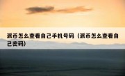 派币怎么查看自己手机号码（派币怎么查看自己密码）