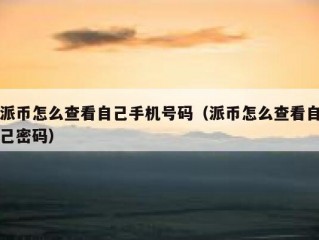 派币怎么查看自己手机号码（派币怎么查看自己密码）