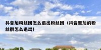 抖音加粉丝团怎么退出粉丝团（抖音里加的粉丝群怎么退出）