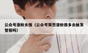 公众号涨粉太慢（公众号突然涨粉很多会触发警报吗）