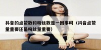 抖音的点赞数和粉丝数是一回事吗（抖音点赞量重要还是粉丝量重要）