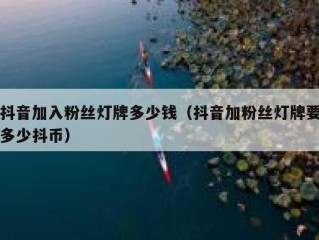 抖音加入粉丝灯牌多少钱（抖音加粉丝灯牌要多少抖币）
