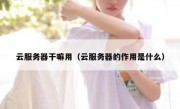 云服务器干嘛用（云服务器的作用是什么）