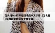 怎么把ins的评论翻译成中文字幕（怎么把ins的评论翻译成中文字幕）