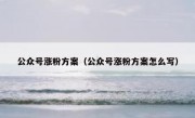 公众号涨粉方案（公众号涨粉方案怎么写）