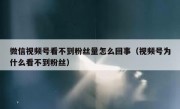 微信视频号看不到粉丝量怎么回事（视频号为什么看不到粉丝）