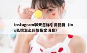 instagram聊天怎样引用回复（ins私信怎么回复指定消息）