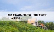 怎么查twitter用户名（如何查询twitter用户名）