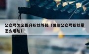 公众号怎么提升粉丝等级（微信公众号粉丝量怎么增加）