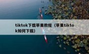 tiktok下载苹果教程（苹果tiktok如何下载）