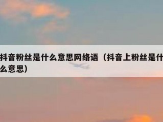 抖音粉丝是什么意思网络语（抖音上粉丝是什么意思）