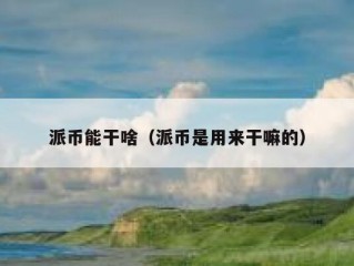 派币能干啥（派币是用来干嘛的）