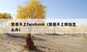 登录不上facebook（登录不上微信怎么办）