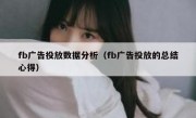 fb广告投放数据分析（fb广告投放的总结心得）