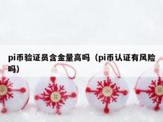 pi币验证员含金量高吗（pi币认证有风险吗）