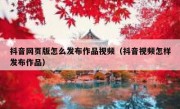 抖音网页版怎么发布作品视频（抖音视频怎样发布作品）