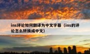 ins评论如何翻译为中文字幕（ins的评论怎么转换成中文）