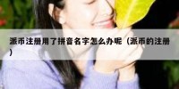 派币注册用了拼音名字怎么办呢（派币的注册）