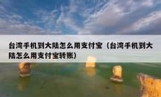 台湾手机到大陆怎么用支付宝（台湾手机到大陆怎么用支付宝转账）