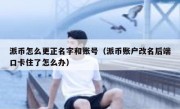 派币怎么更正名字和账号（派币账户改名后端口卡住了怎么办）