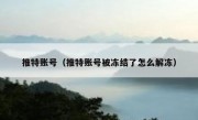 推特账号（推特账号被冻结了怎么解冻）