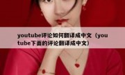 youtube评论如何翻译成中文（youtube下面的评论翻译成中文）