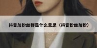 抖音加粉丝群是什么意思（抖音粉丝加粉）
