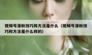 视频号涨粉技巧和方法是什么（视频号涨粉技巧和方法是什么样的）