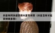 抖音如何快速获得大量赞和赞（抖音怎样才能获得很多赞）