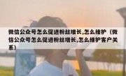 微信公众号怎么促进粉丝增长,怎么维护（微信公众号怎么促进粉丝增长,怎么维护客户关系）