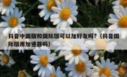 抖音中国版和国际版可以加好友吗?（抖音国际版用加速器吗）