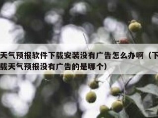 天气预报软件下载安装没有广告怎么办啊（下载天气预报没有广告的是哪个）